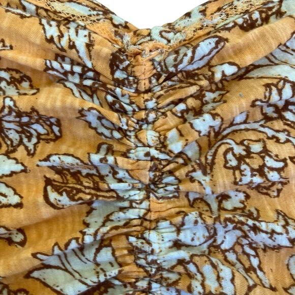 Free People Say The Word Cropped Top Blood Orange Combo Boho Rouched Hippie Sz L - Picture 13 of 16